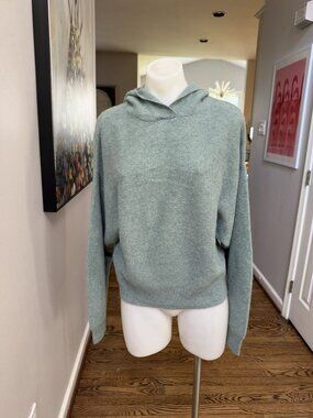 27 Miles 100% Cashmere Sage Green Pullover Hoodie Sweater Size XS/S